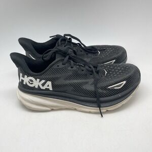 Hoka One One Sneakers Womens 8 B Clifton 9 1127896 BWHT Black Running Gym Shoes